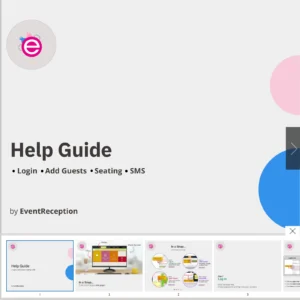 EventReception Help Guide ebook cover – Login, Add Guests, Seating, SMS